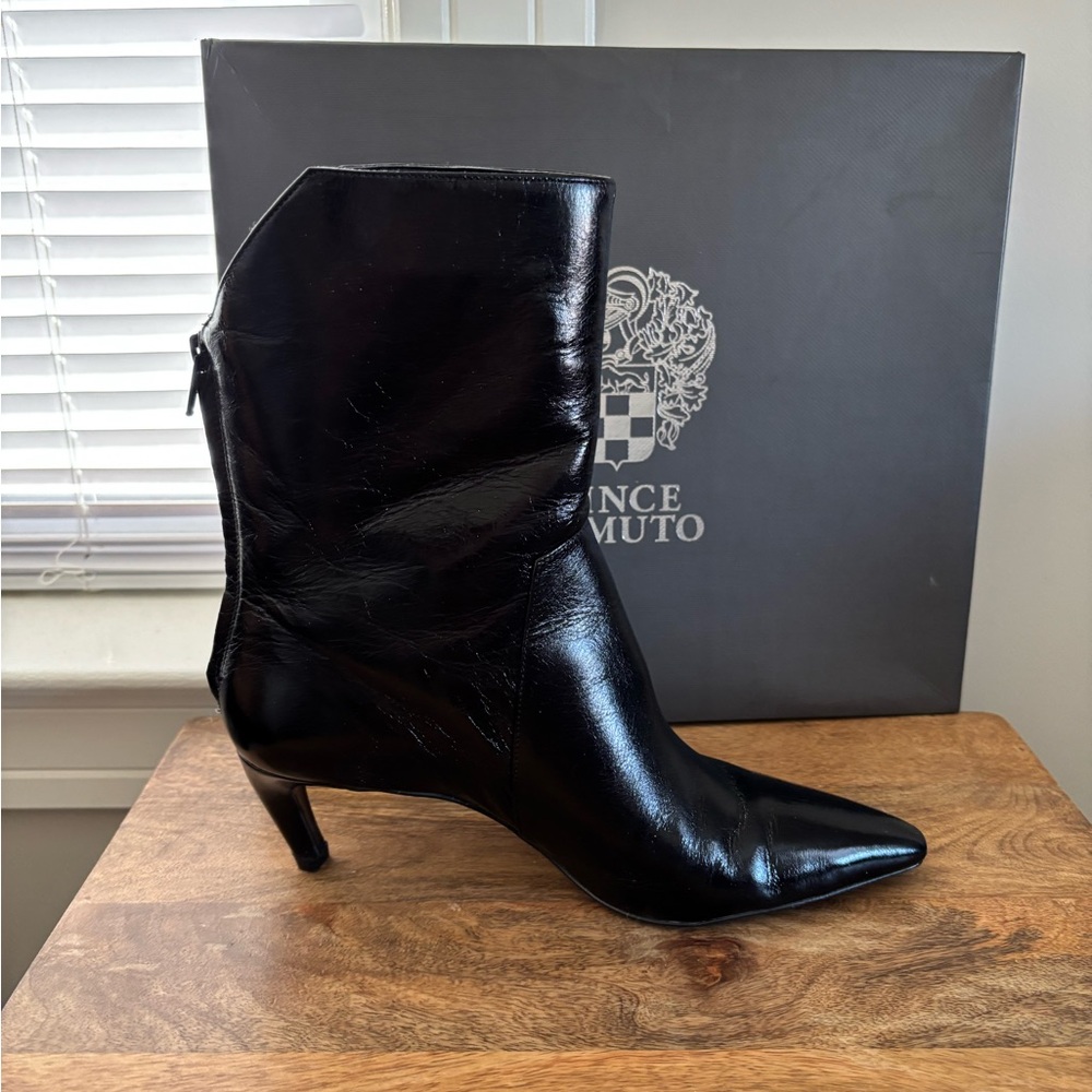 Vince Camuto Shiny Black Heeled Boots